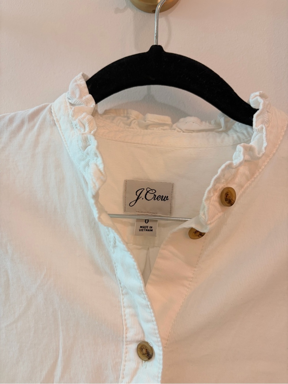 J.Crew Classic-fit ruffleneck shirt in corduroy Size 0. - Picture 4 of 6